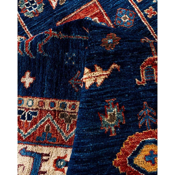 Serapi Blue 6 ft. x 9 ft.Tribal Wool Indoor Area Rug