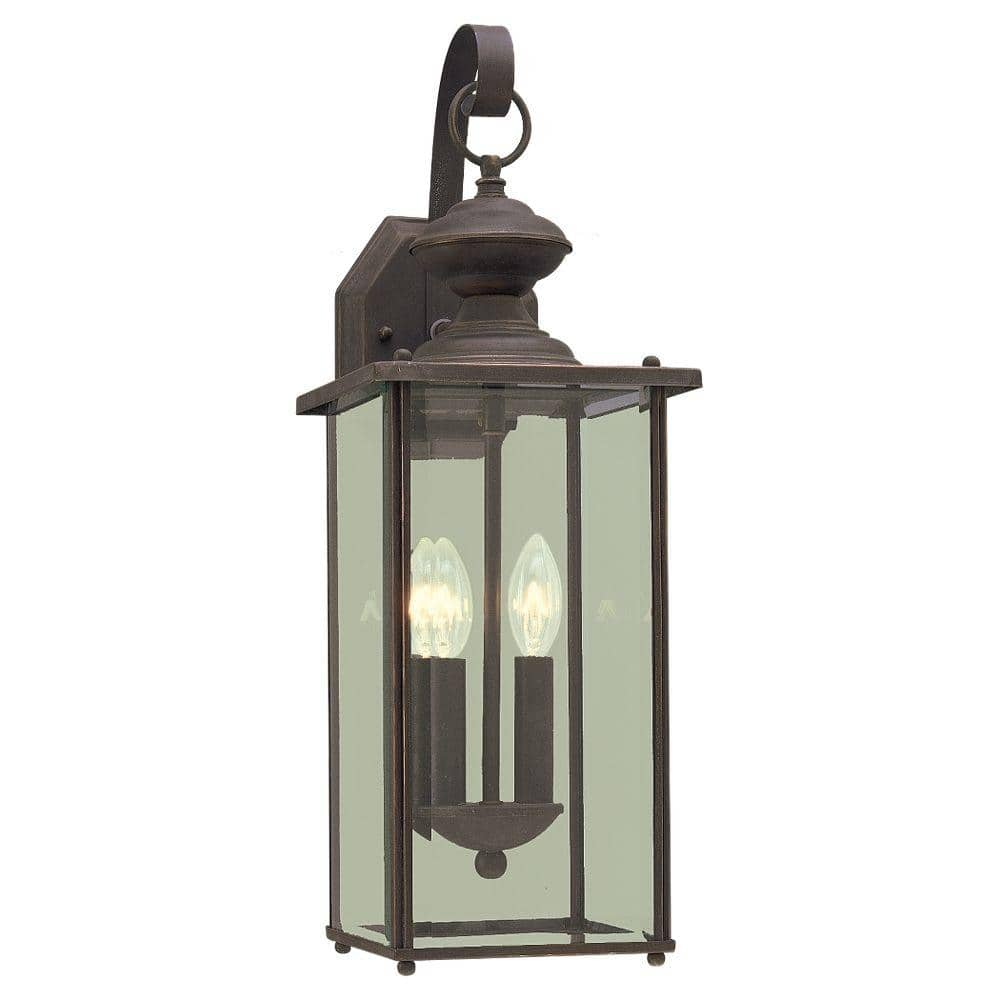 Generation Lighting Jamestown 2-Light Antique Bronze Outdoor Traditional Wall Lantern Sconce