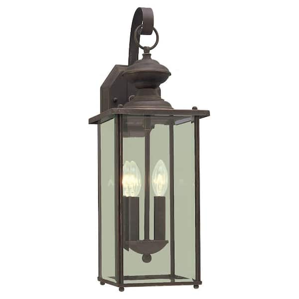 Jamestown 2-Light Antique Bronze Outdoor Traditional Wall Lantern Sconce