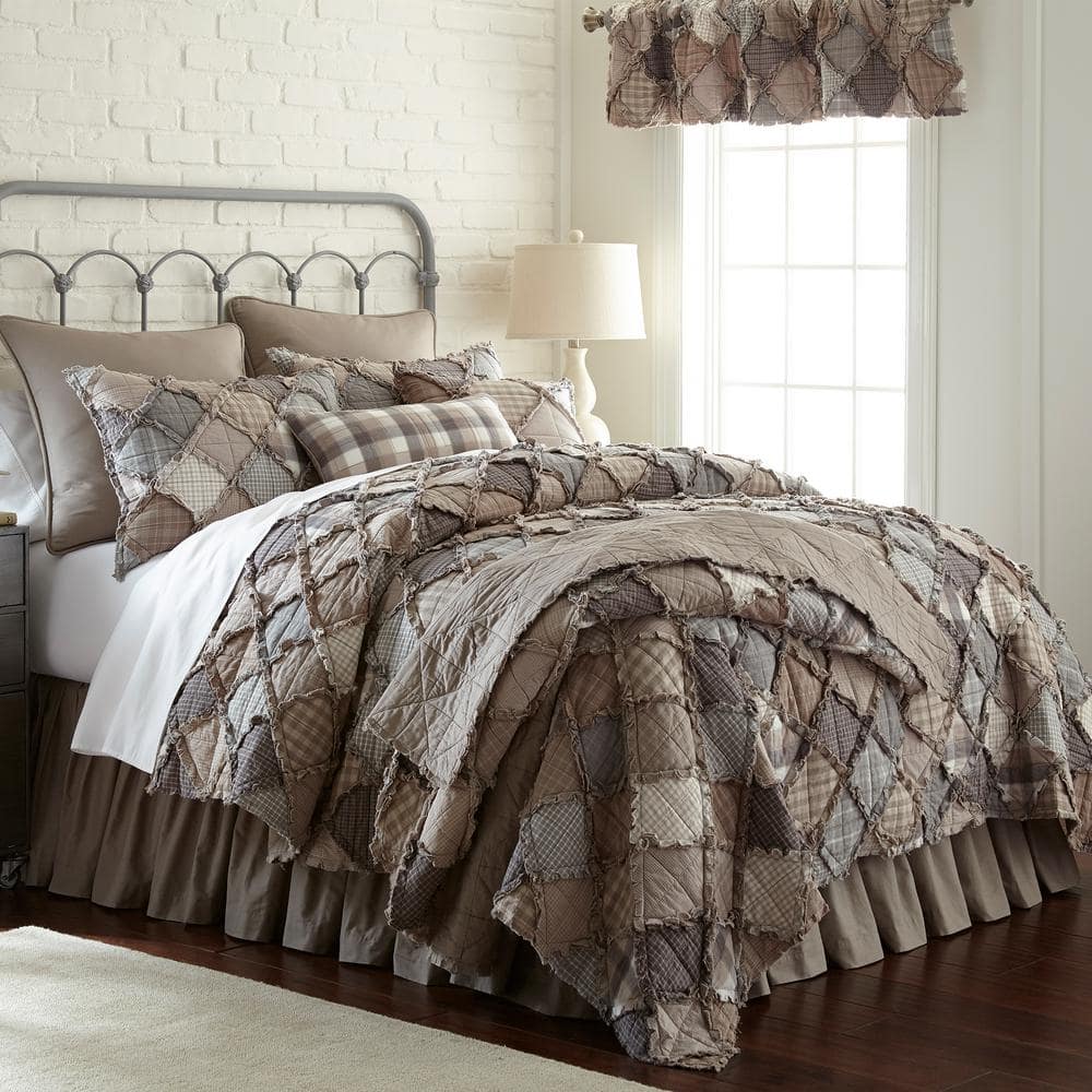 Organic Gray Cotton King Quilt Set - Reversible & Machine Washable