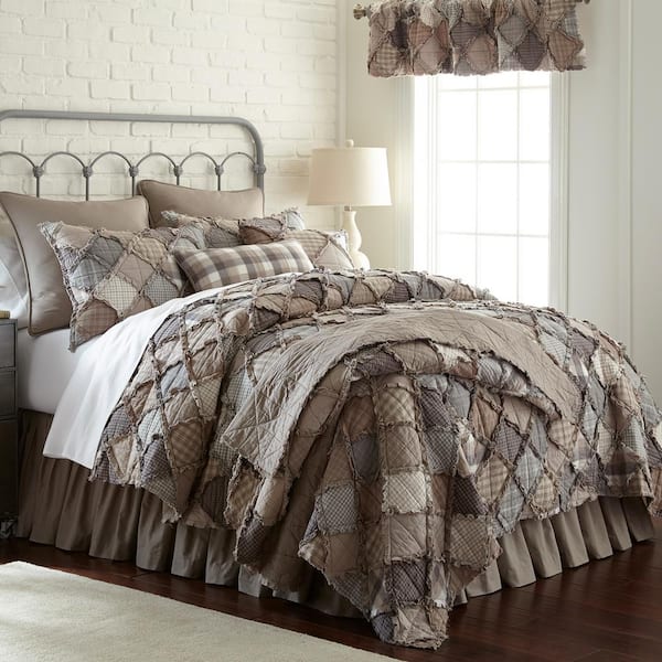 DONNA SHARP Smoky Mountain 3-Piece Beige, Grey, Ivory Queen Cotton