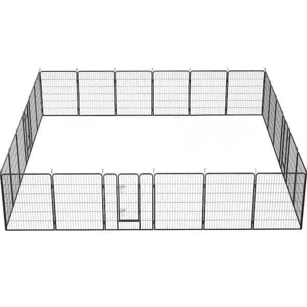 Amu Colo 40 in. 24 -Panels Indoor Outdoor Heavy-Duty Portable Foldable Dog Kennel Dog Pens Pet Playpen Exercise Fences with Doors