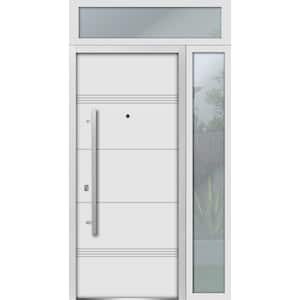 1705 50 in. W. x 96 in. Right-hand/Inswing White Steel Prehung Front Door with Hardware