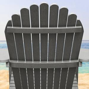Gray Oversized Outdoor Adirondack Chair for Patio Pool Deck Lawn and Garden