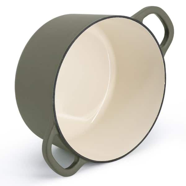 cookoo2 カーキ色 Crock-Pot Artisan 5 qt. Round Enameled Cast Iron Dutch Oven in