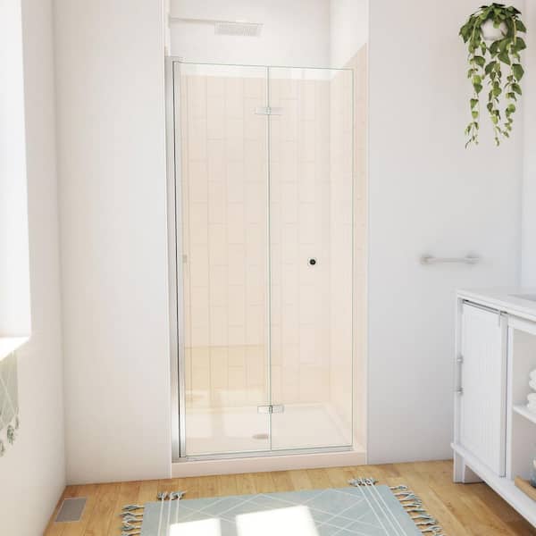 DreamLine 36 in. L x 36 in. W x 76-3/4 in. H Center Drain Alcove Shower Stall Kit in Brushed Nickel