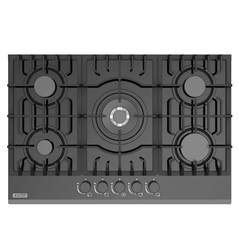 30 in. 5 Burners Recessed Gas on Glass Cooktop in Black with LP Convertible-CSA Certified-Kitchen Stove