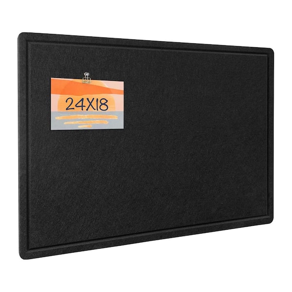 Unbranded Decorative Felt Pin Board 24 x 18 Inches Foldable Self-Adhesive Bulletin Cork Board Alternative with 20 Pushpins Black