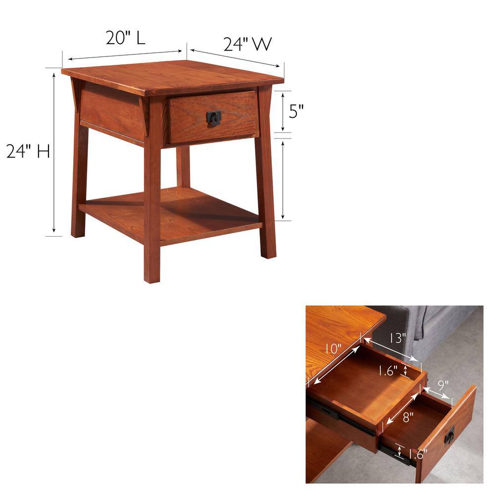 Russet Solid Wood Mission End Table with Locking Compartment