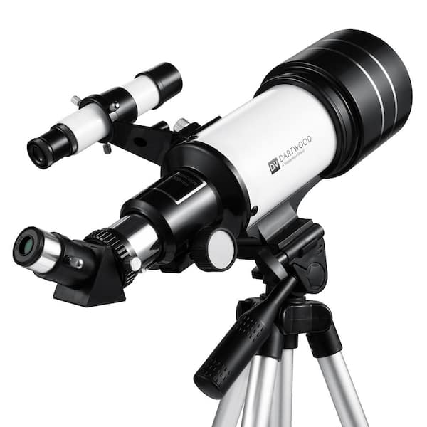 DARTWOOD Astronomical Telescope 360-Degree Rotational Telescope - Multiple Eyepieces Included for Different Zoom (Black/White)