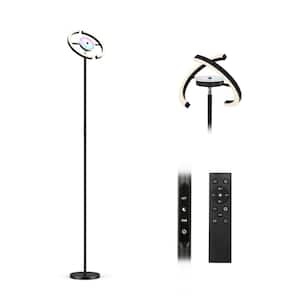 73 in. Black RGB Matte Modern Standard Floor Lamp with Lightpole Touch with 330°Rotation with Remote for Living Room
