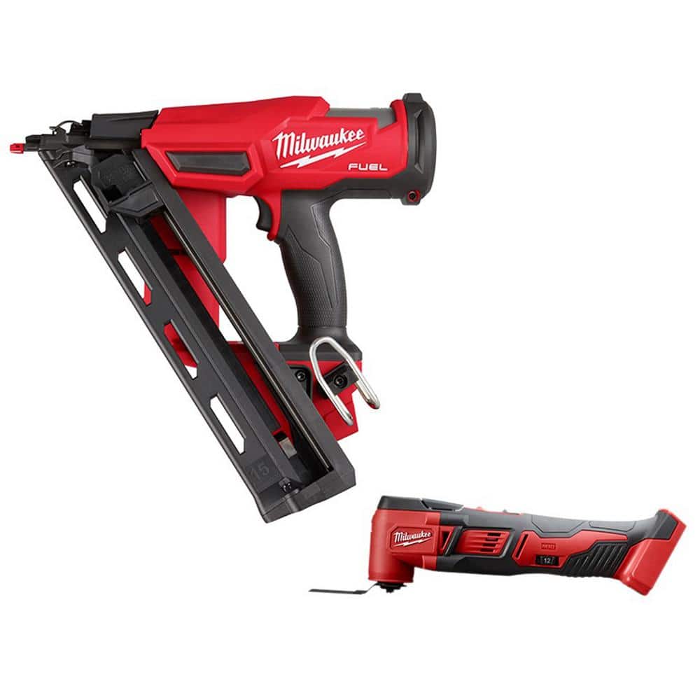 Milwaukee M18 FUEL 18-Volt Lithium-Ion Brushless Cordless Gen II 15-Gauge Angled Nailer with Brushed Oscillating Multi-Tool -  2839-20-2626