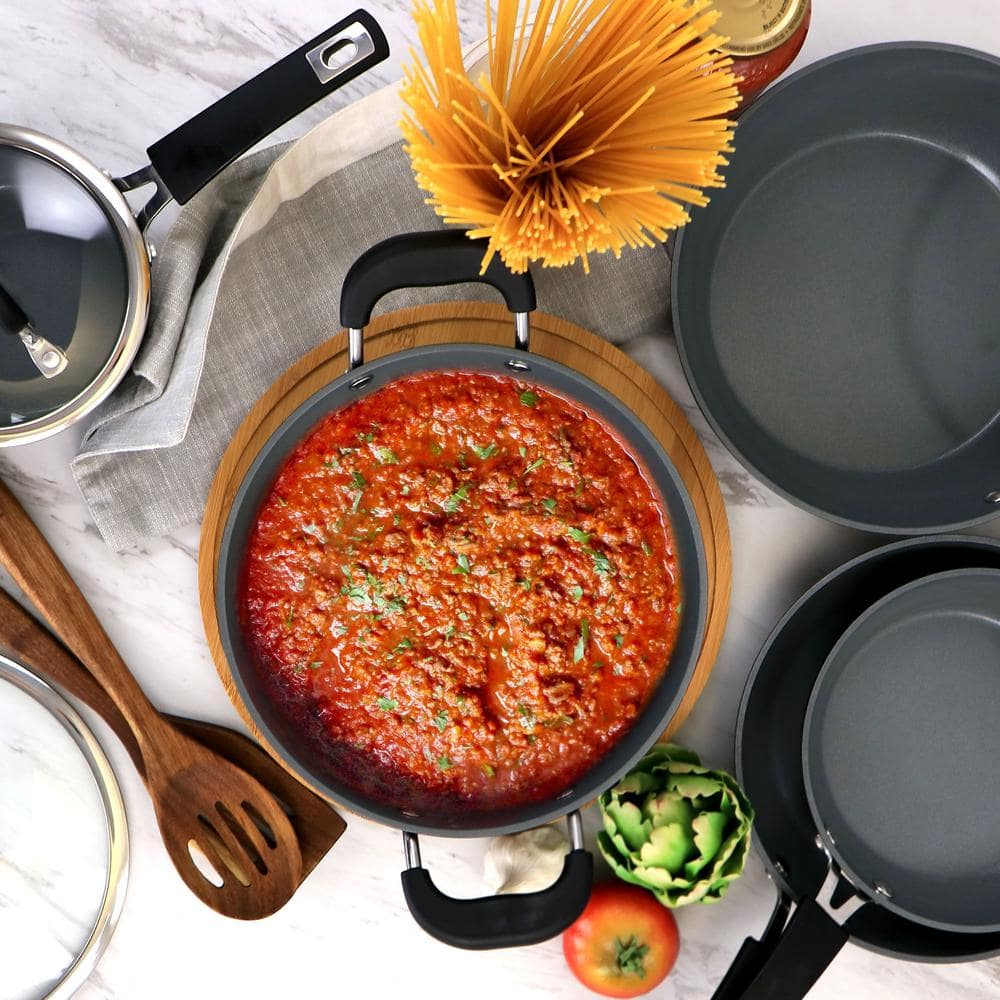 Kenmore 12-Piece Black Aluminum Nonstick Cookware Set