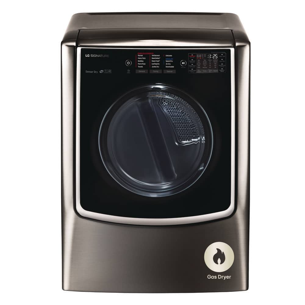 SIGNATURE 9.0 Cu. Ft. Vented SMART Gas Dryer in Black Stainless Steel with Touch Control Panel and TurboSteam