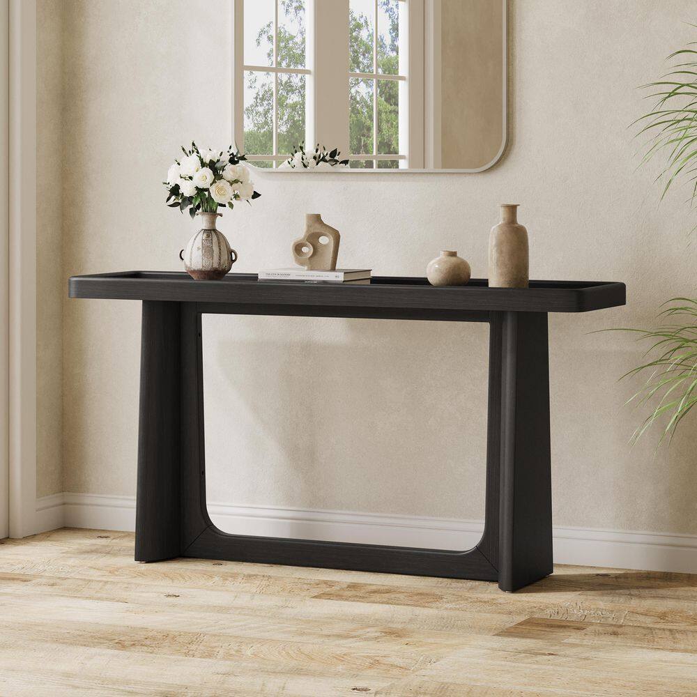 Jeronimo 58 in. Rectangle Wood Bridgely Console Table with Tray-Top Design, Black price history on PriceWatchPro