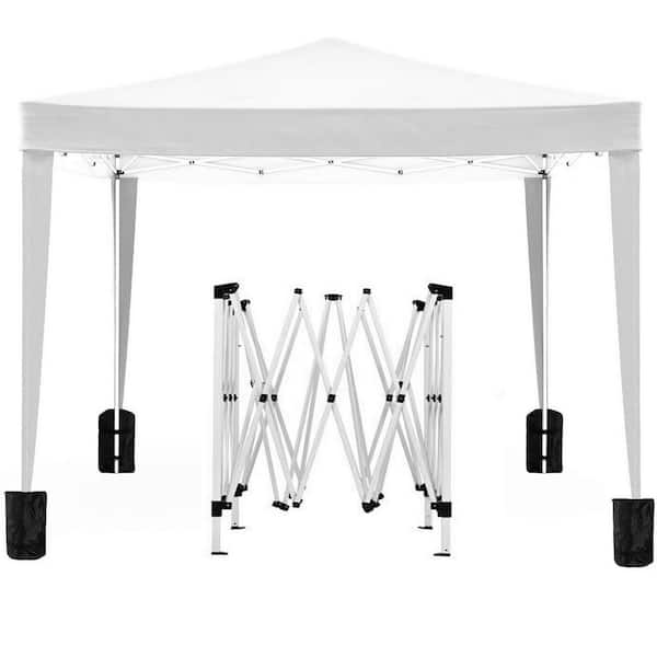 10 ft. x 10 ft. White Folding Canopy with 4 Removable Sidewalls Outdoor Event Shelter UPF 50+ Gazebo Portable Tents