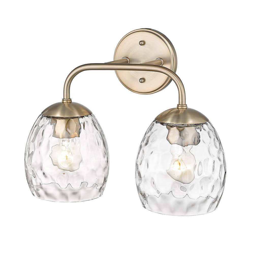 Modern Gold 2-Light Vanity with Thumbprint Glass Shades