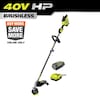 RYOBI 40V HP Brushless Whisper Series 17 in. Cordless Attachment Capable String Trimmer with 4 Ah Battery and Charger RY40HPST02K