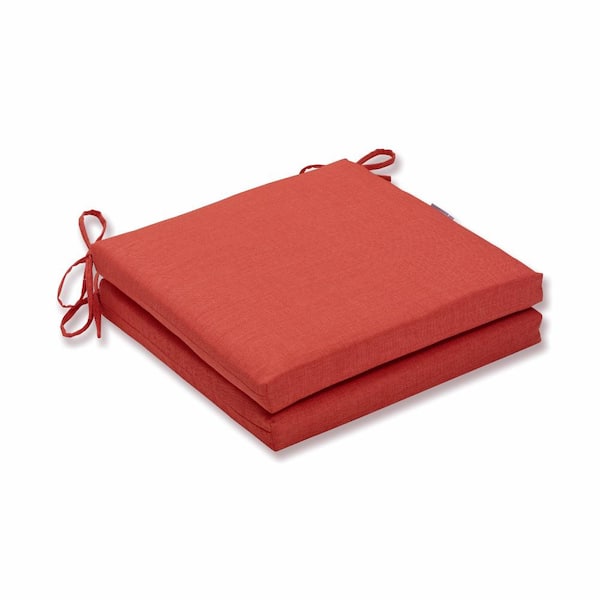 Pillow Perfect Solid 20 in. x 20 in. Outdoor Dining Chair Cushion in Orange (Set of 2)