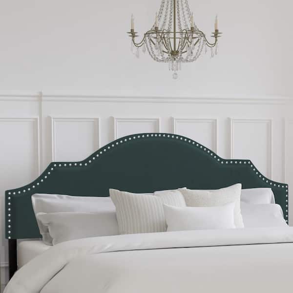Cynthia Green King Upholstered Headboard with Nailhead Trim