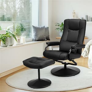 Recliner Home Black Chair Swivel Armchair Lounge Seat with Footrest Stool Ottoman