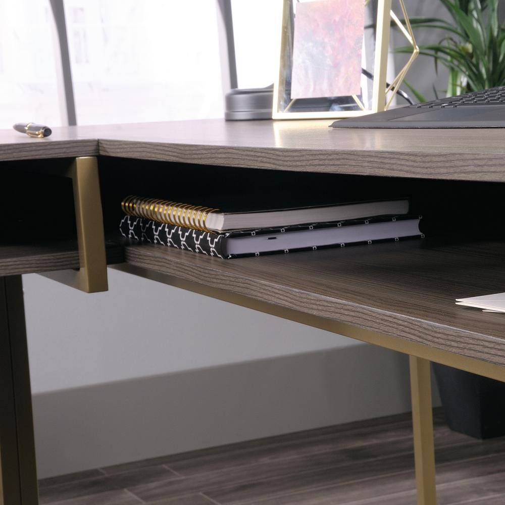 Diamond Ash L-Shaped Computer Desk with Drawers