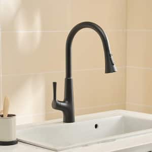 Single-Handle Touchless Pull-Out Sprayer Kitchen Faucet with Water Supply Lines in Matte Black