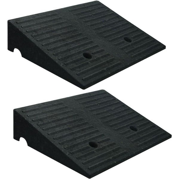 2 Pack Heavy Duty 3.9 Inch Rise Curb Ramps with Cable Channel for