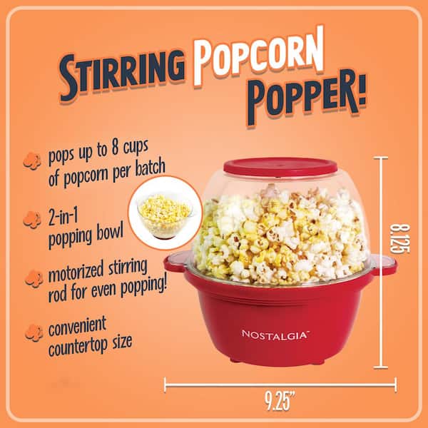 Nostalgia 450 W 64 oz Red Stirring Popcorn Machine