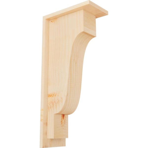 Ekena Millwork 5-1/2 in. x 10 in. x 22 in. Douglas Fir Newport Smooth Corbel with Backplate