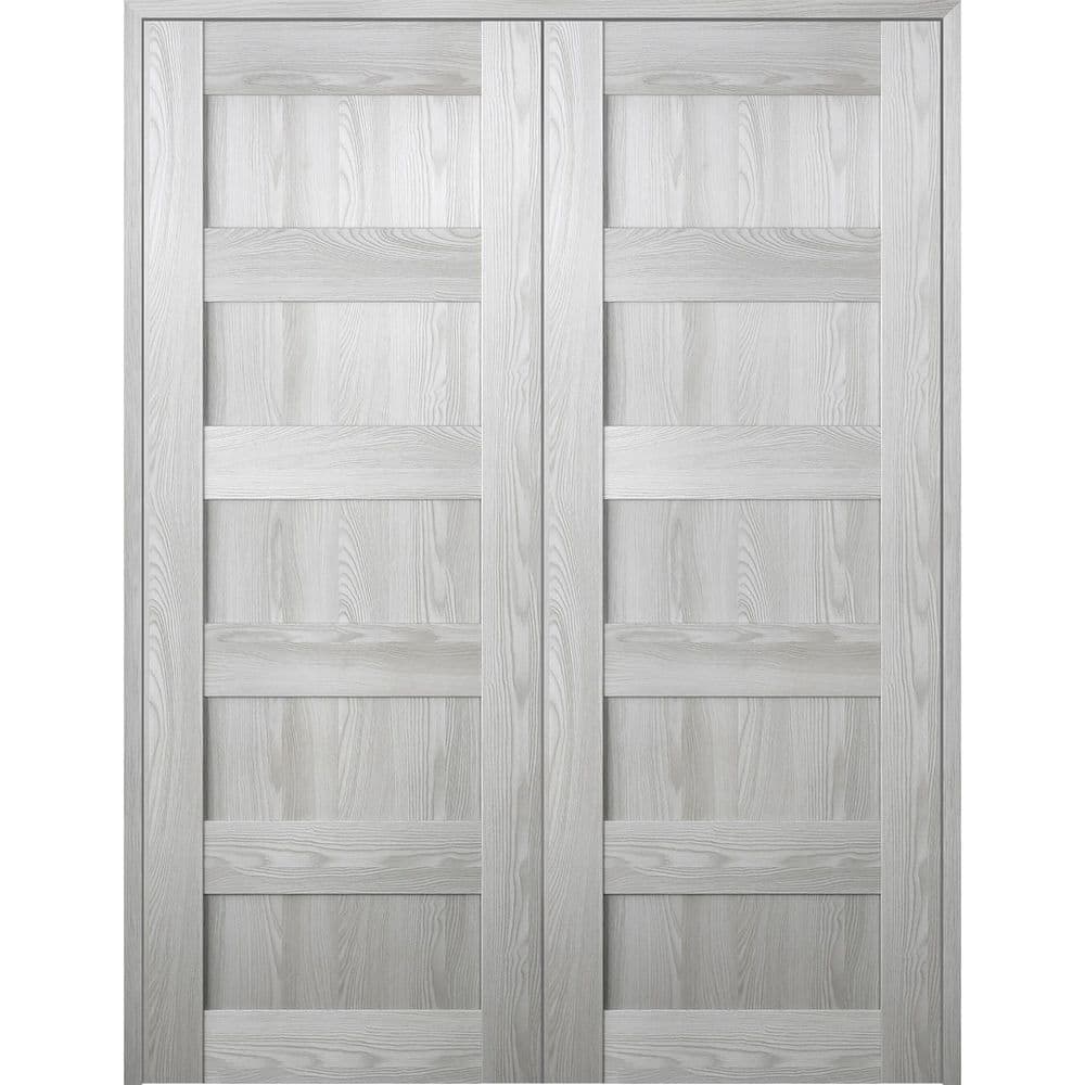 Vona 07 4R 56 in. x 80 in. Both Active Ribeira Ash Wood Composite Double Prehung Interior Door -  Belldinni, 269283