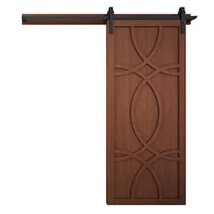30 in. x 84 in. The Hollywood Coffee Wood Sliding Barn Door with Hardware Kit in Stainless Steel