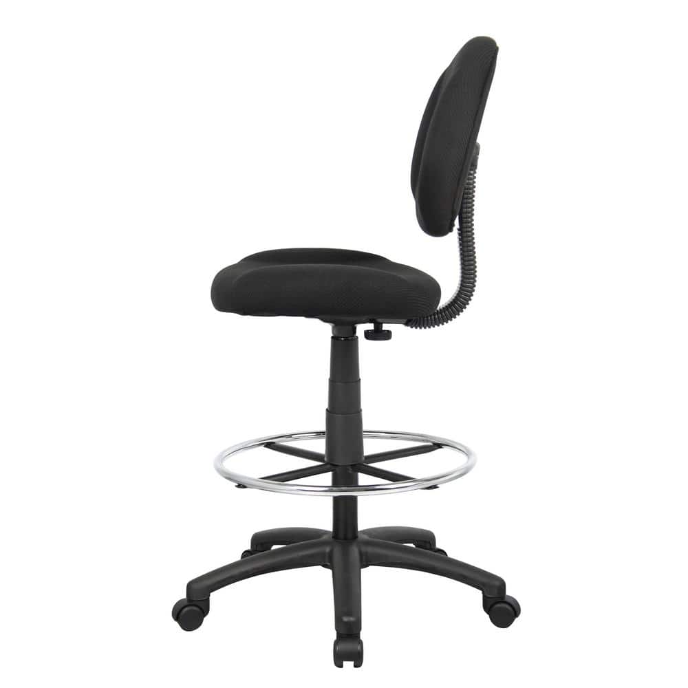 ErgoFlex Black Nylon Adjustable Drafting Swivel Chair with Footring