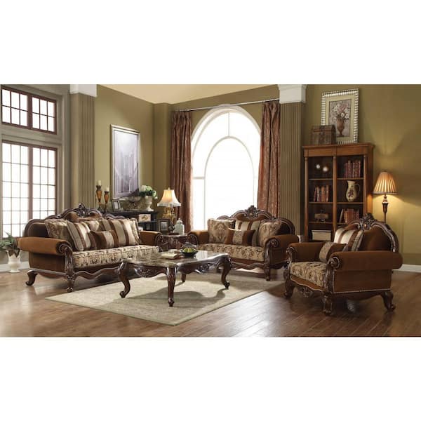 HomeRoots Amelia 44 in. Brown Velvet Club Chair with Removable Cushions