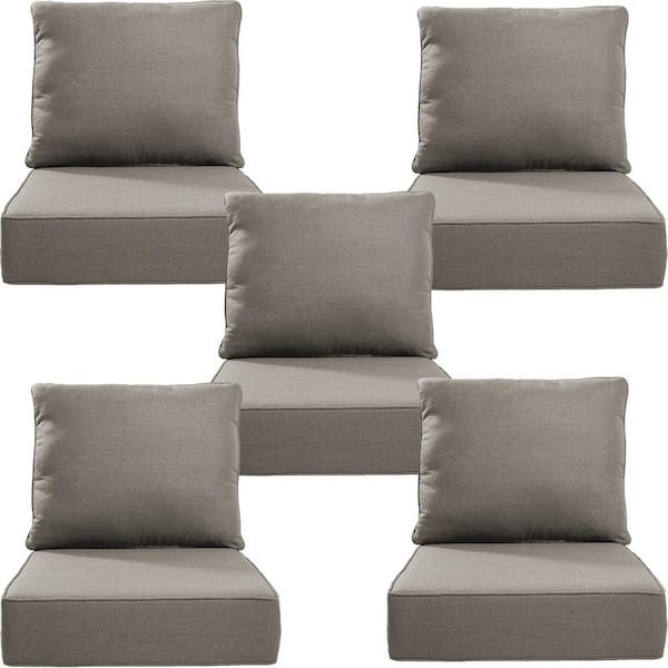 24 in. x 24 in. x 6" 10-Piece Deep Seating Water & Fade Resistant Outdoor Lounge Chair Replacement Cushion Set in Gray