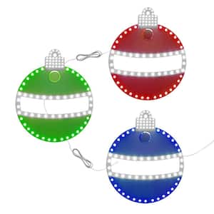 10 in. 255-Count LED Twinkling Round Ornaments (3-Pack)