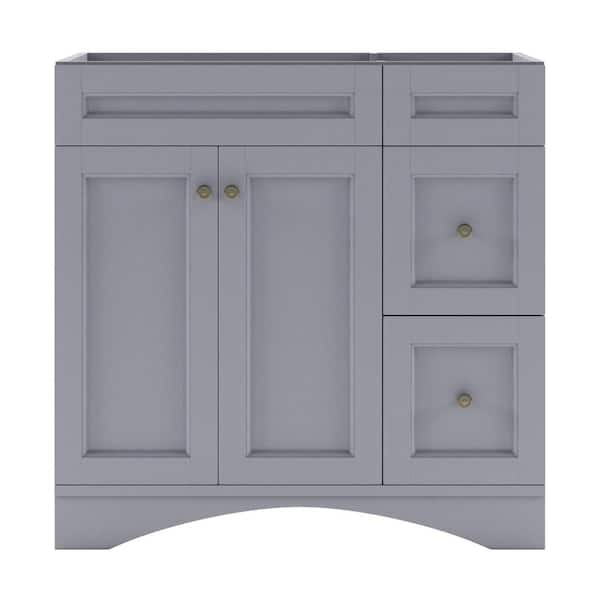 Virtu USA Elise 36 in. W x 22 in. D x 35 in. H Single Sink Bath Vanity Cabinet without Top in Gray