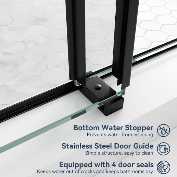 mortix 56-60 in. W x 72 in. H Double Sliding Frameless Shower Door