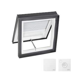 30-1/2 in. x 30-1/2 in. Venting Curb Mount Skylight w/ Tempered Low-E3 Glass, White Solar Powered Room Darkening Shade