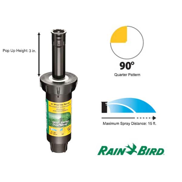1800 Series 3 in. Pop-Up Dual Spray Sprinkler, Quarter Circle Pattern, Adjustable 8-15 ft.