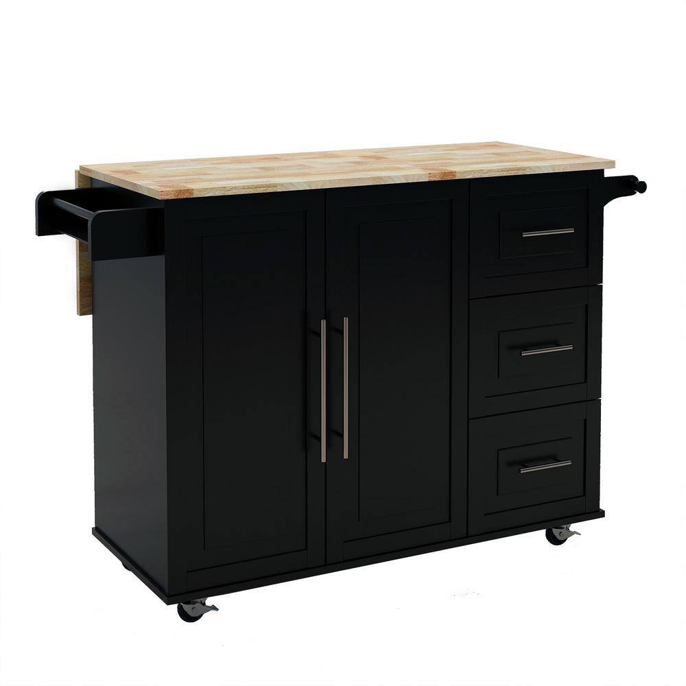 White Rolling Solid Wood Tabletop 44 in. Kitchen Island - thumbnail 10