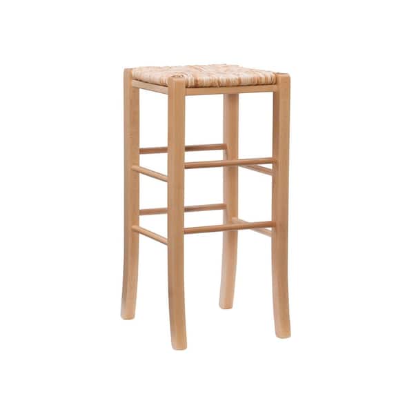 Linon Home Decor Marlene 29 in. Natural and Rush Seat Backless Bar Stool (Set of 2)
