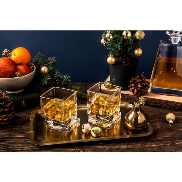 Joyjolt Carre Square Scotch Glasses - Set Of 4 Whiskey Glass - 10