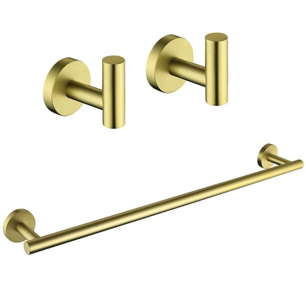 3 -Piece Bath Hardware Set with Mounting Hardware in Stainless Steel Brushed Gold