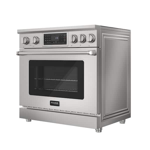 Reserve 36 in. 6 Cu. Ft. Professional Induction Electric Oven Range, Glass Cooktop, 240 Volts in Stainless Steel