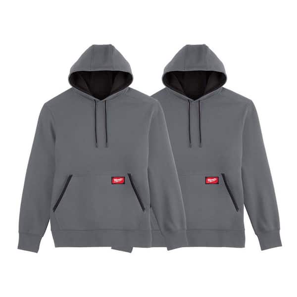 Men's Small Gray Midweight Cotton/Polyester Long-Sleeve Pullover Hoodie (2-Pack)