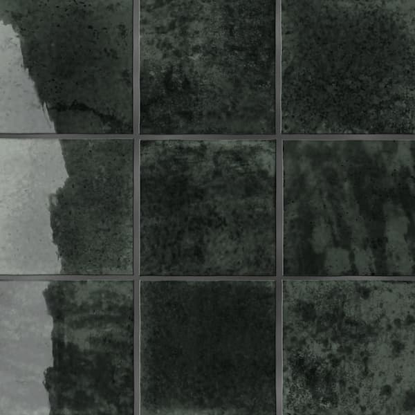 Menorca Black 4 in. x 4 in. Ceramic Wall Tile (6.6 sq. ft./Case)