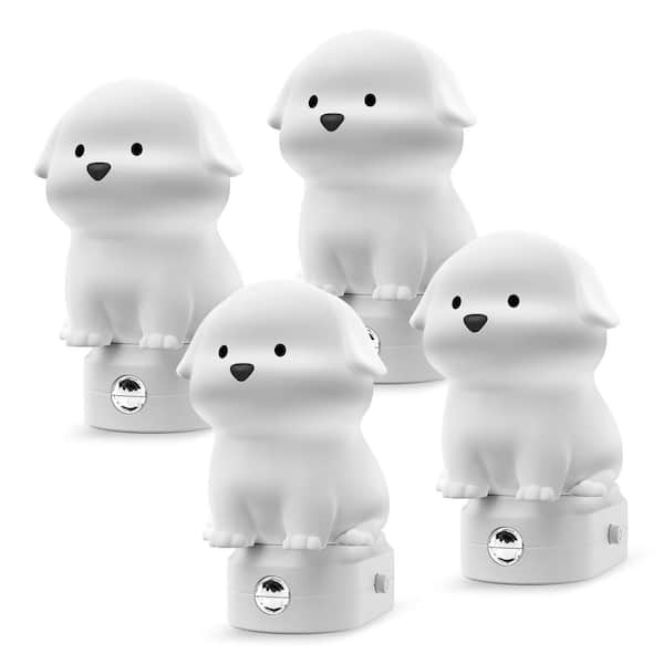 Plug-in Puppy Night Light for Kids, RGB + 3000K, Dusk to Dawn Sensor, Cute Dog Design for Bedroom, Nursery, Gift(4-Pack)