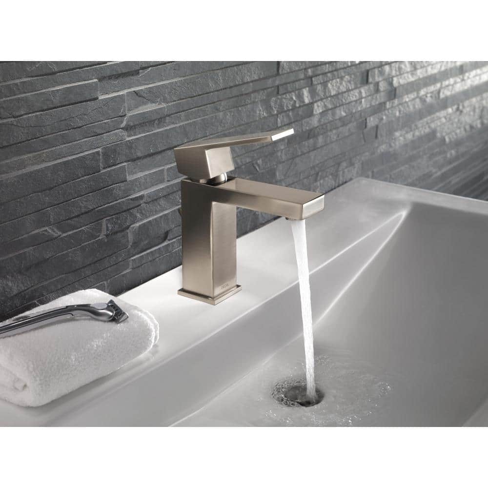 Sleek Modern Single Hole Stainless Steel Bathroom Faucet with Drain Assembly
