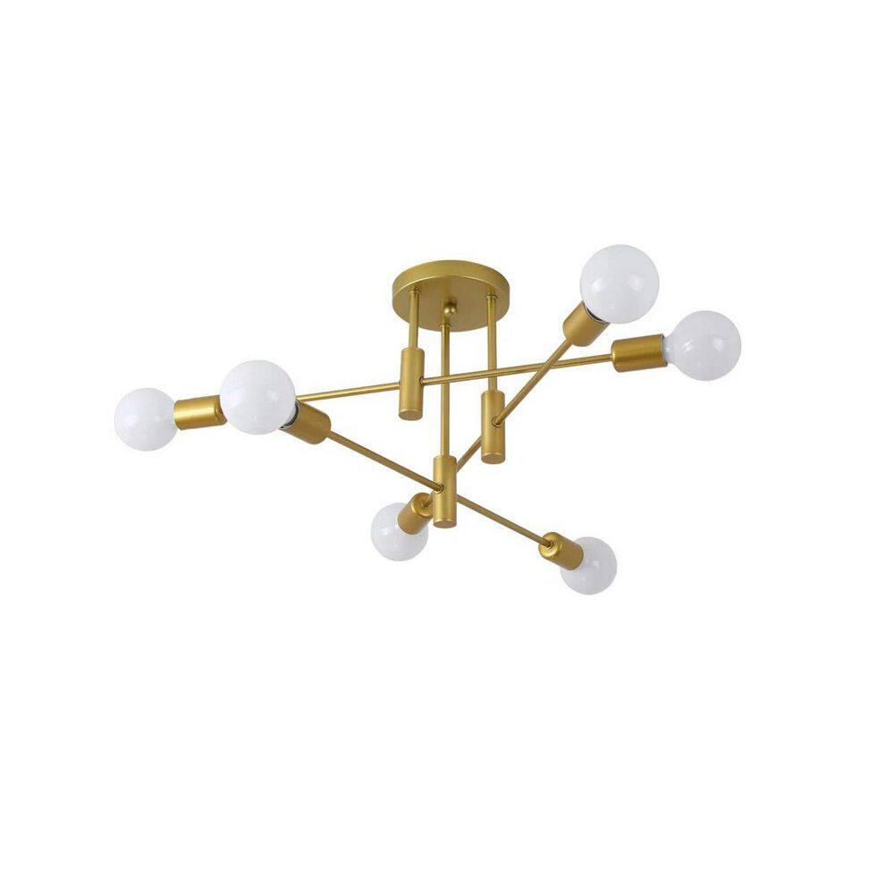 24.4 in. 6-Light Gold Sputnik Dimmable Semi-Flush Mount with No Bulbs Included for Living Room Bedroom Foyer price history on PriceWatchPro